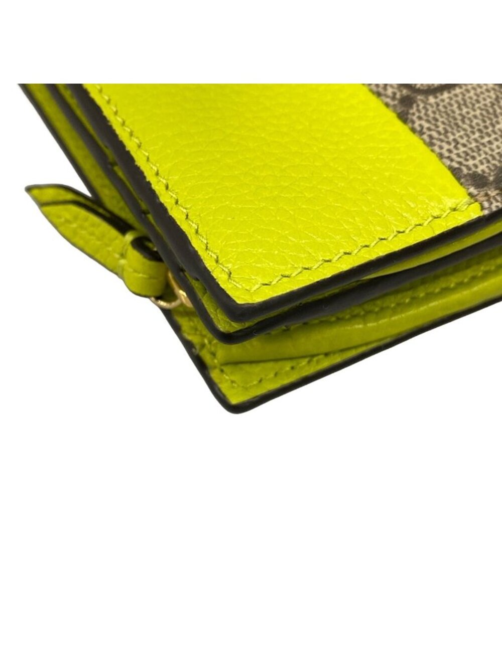 Gucci Bifold Wallet Double G Bicolor Small Light Green Brown Dark Leather - Picture 7 of 11